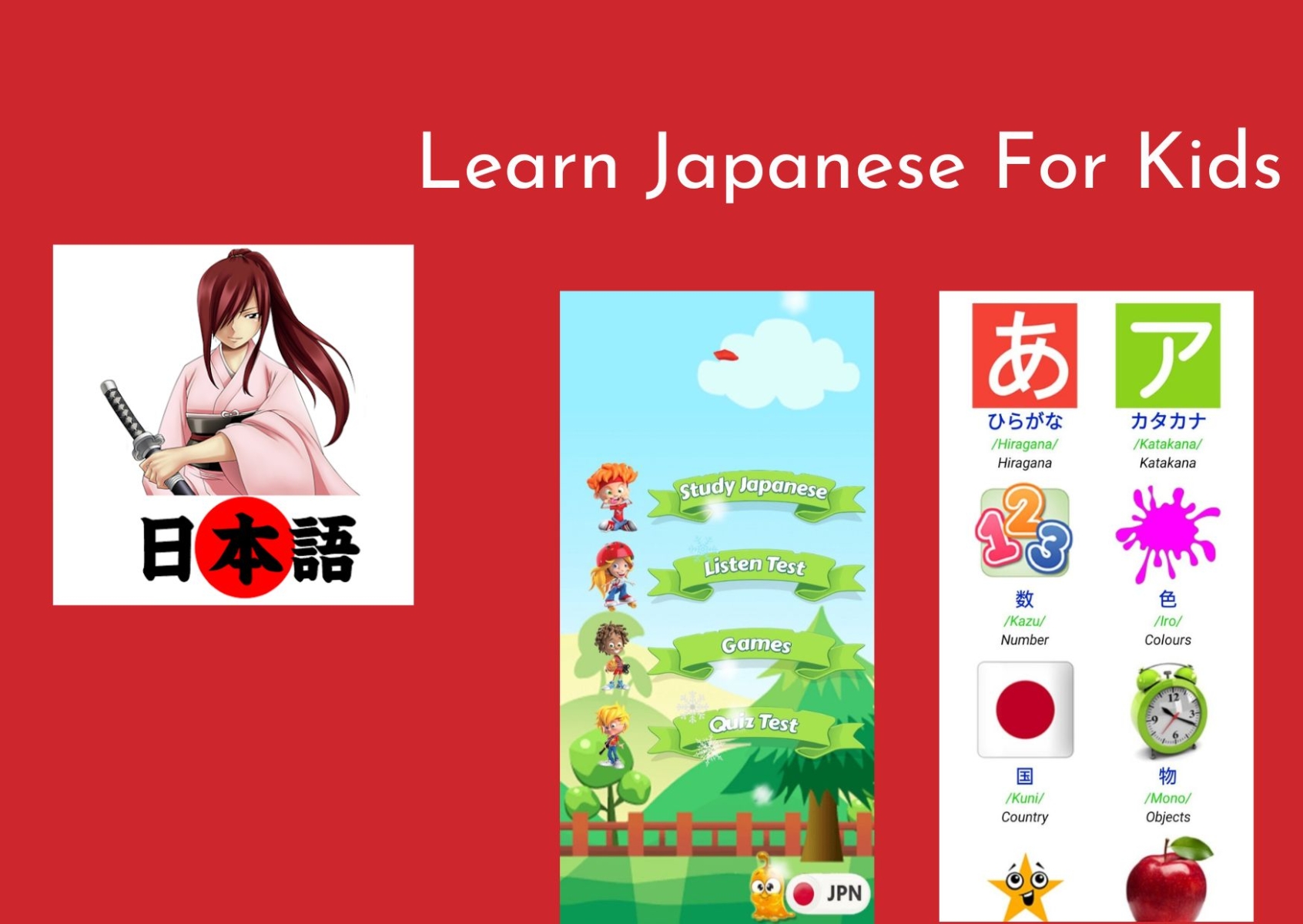 Learn Japanese For Kids - App học tiếng Nhật với đa dạng các chủ đề khác nhau