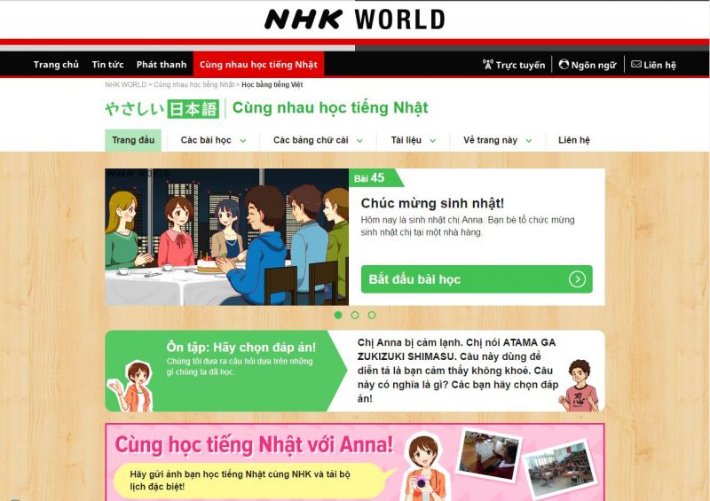 NHK World - một trong những trang web học tiếng Nhật nổi tiếng